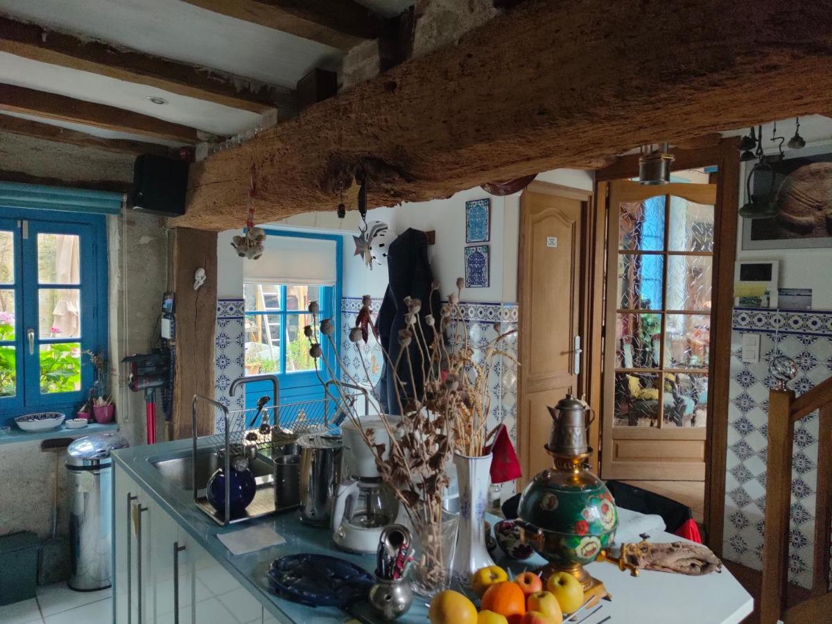 蒙卢索卢瓦尔La Maison Bleue De Husseau Ancienne Ferme Semi-Troglodytique 18E Siecle别墅 外观 照片